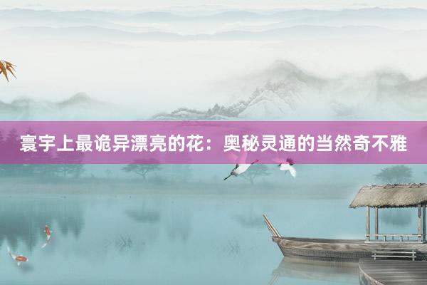 寰宇上最诡异漂亮的花:奥秘灵通的当然奇不雅